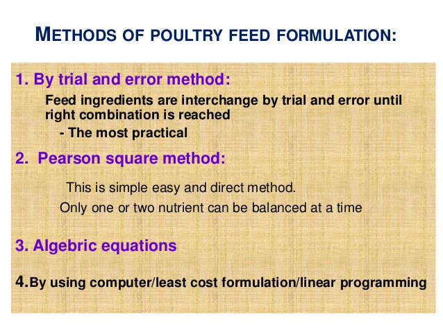 feed formulation methods